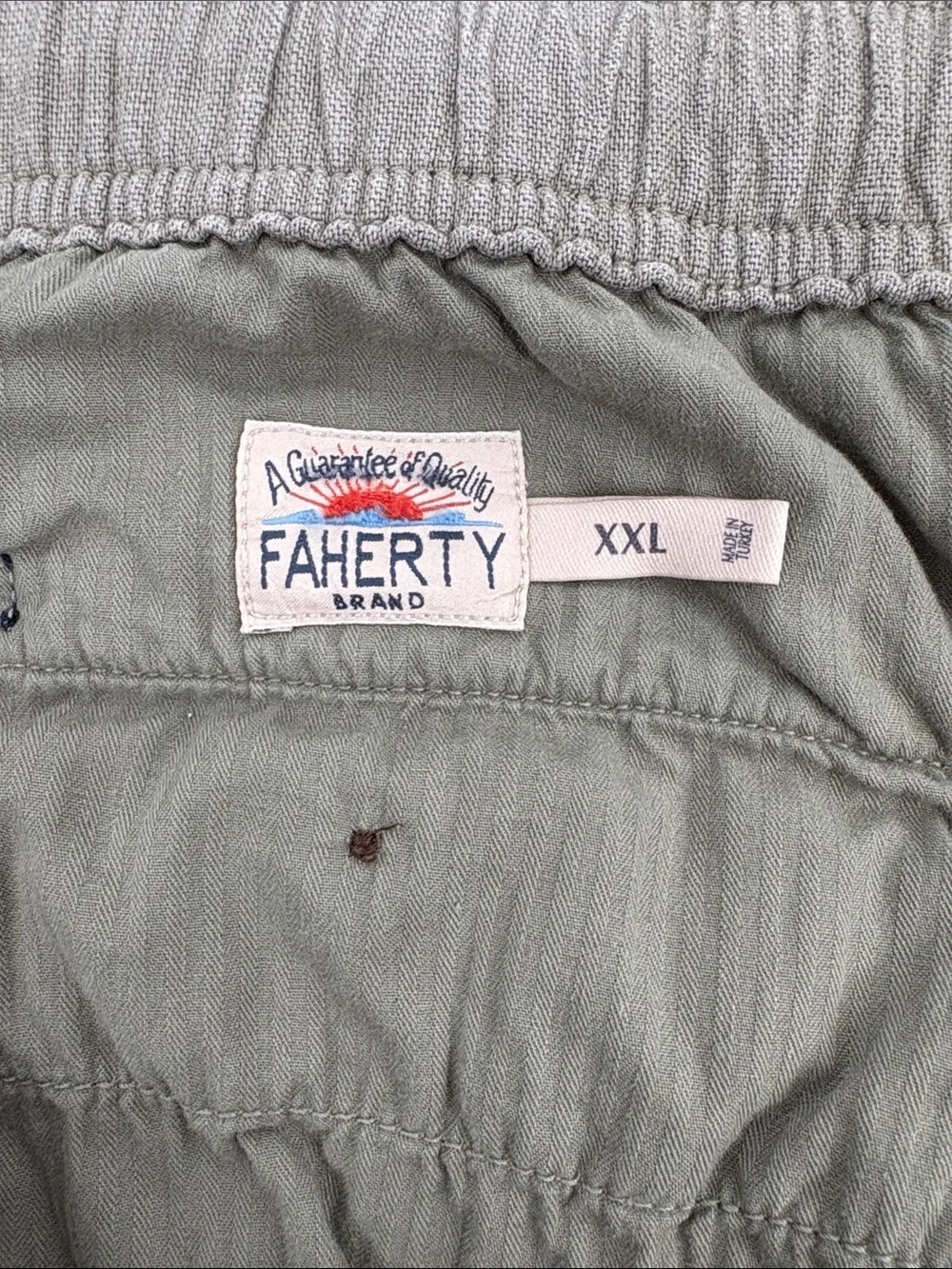 Faherty 100% Linen Olive Drawstring 4 Pocket Pants Size XXL